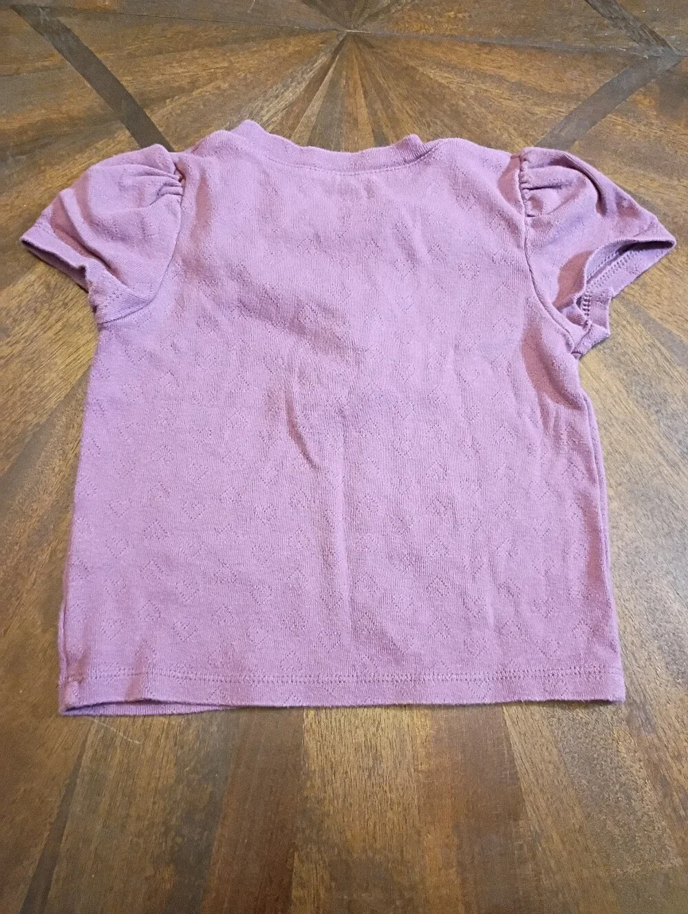 Falls Creek Kids Toddler Girls Purple Pointelle Puff Sleeve Henley Top 24M